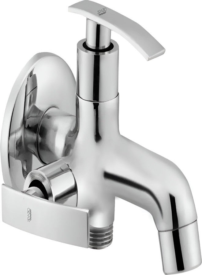 SPAZIO صنبور ثنائي الاتجاه من مجموعة SPAZIO Pulse النحاسية | صنبور 2 في 1 (مجموعة من 1) للحمام، مطلي بالكروم والفضة - Image 2